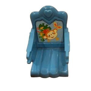 Fisher Price Loving Family Blue Baby Booster Chair w/ Monkey Design Dollhouse
